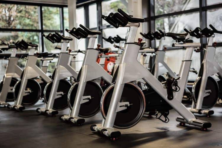 Exercise bikes in a gym